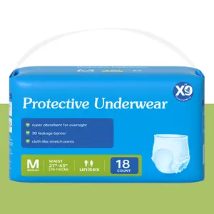 X9 Adult diapers High Absorbency and Leakproof，For all skin types，No petroleum-based microplastics, no chlorine, no fragrance.Size：M-18Count The built-in deodorizing technology keeps the area fresh and natural.Skin-Friendly