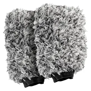 2 Pack Car Wash Mitt, 8"×10" Soft & Scratch-Free Premium Plush Microfiber Washing Glove, Machine Washable Lint Free Absorbent Detailing Wash Mitt, Universal Car Accessories