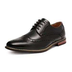 Bruno Moda Italy Men's Prince Classic Modern Formal Oxford Wingtip Lace Up Dress Shoes