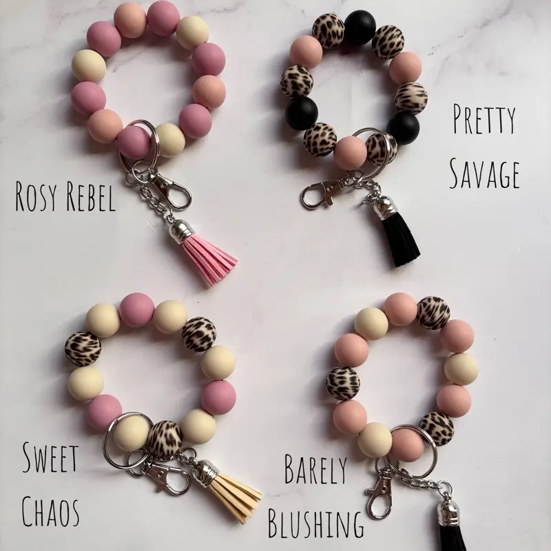 Blush and Bold Silicone Beaded Bracelet | Keychain Bracelet |  Keychain Wristlet | Silicone Wristlet