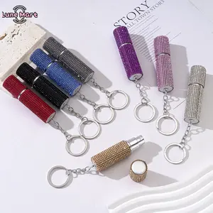 Women's Rhinestone Perfume Canister - 5/10ML Portable Refillable Spray Dispensers, Bling Crystal Mini Atomizer Keychain for Cosmetic Liquid Storage (Fashion Accessory)