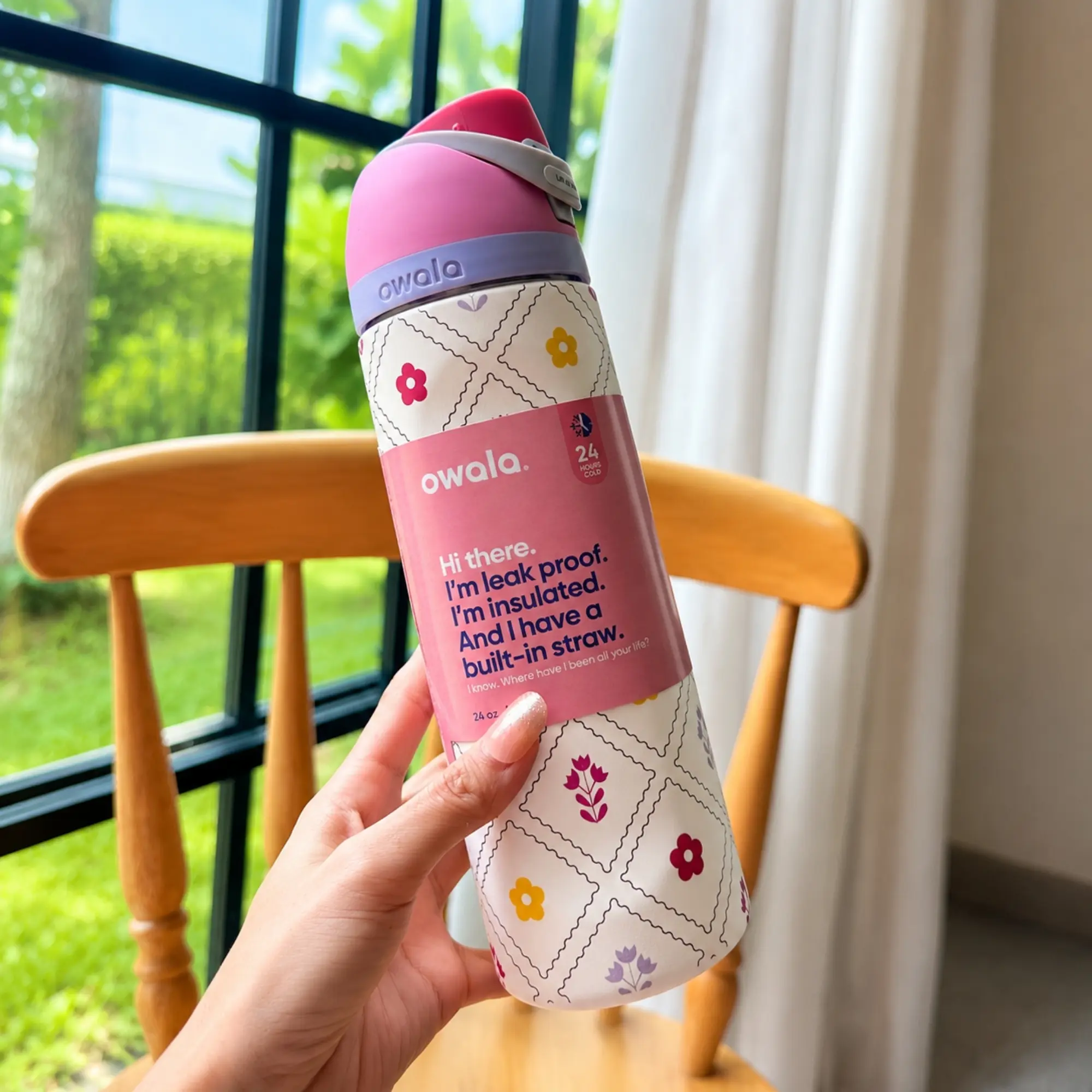 [New] Owala x Corkcicle Garden Whimsy FreeSip 24 oz Water Bottle, Limited Edition Stainless Steel Insulated Bottle with Built-In Straw, Leakproof Lid, Gift Idea