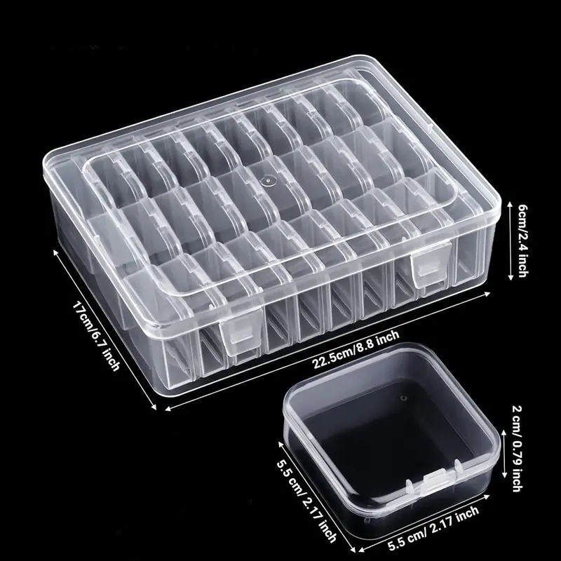 Transparent Large-Capacity Flip-Top Desktop Organizer Containers Set - Classic, Portable Eco-Friendly Dust-Proof Plastic Organizer Storage Boxes with 2.2in 30-Compartment Inner Box, Stackable Storage Bins for Assorted Needs