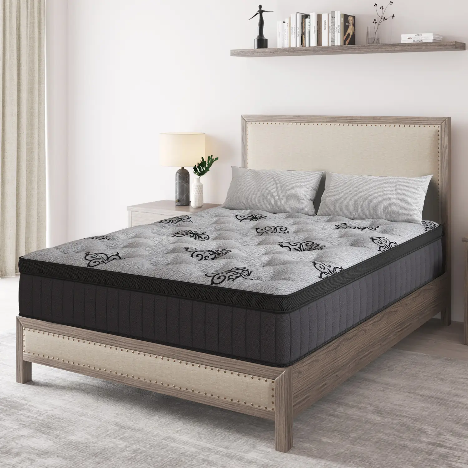 Viscountess 9"12"14" Twin Full Queen King Size Mattress in a Box Hybrid Spring Gel Memory Foam-Medium Firm