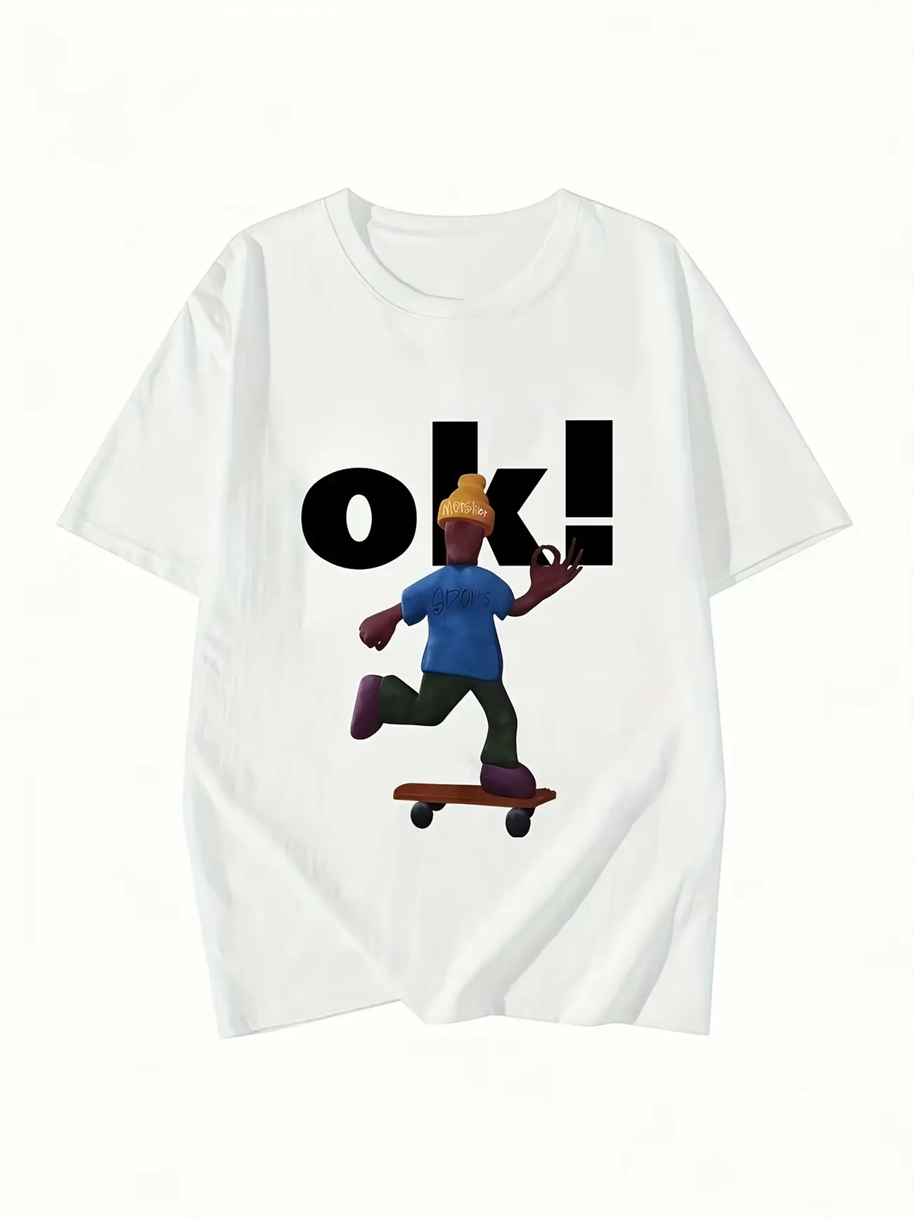Y2K Retro Oversized Graphic T-Shirt - Summer Casual Streetwear Top with Skateboard & Bold Letter Print, Longline Drop Shoulder Design, Relaxed Fit Apparel
