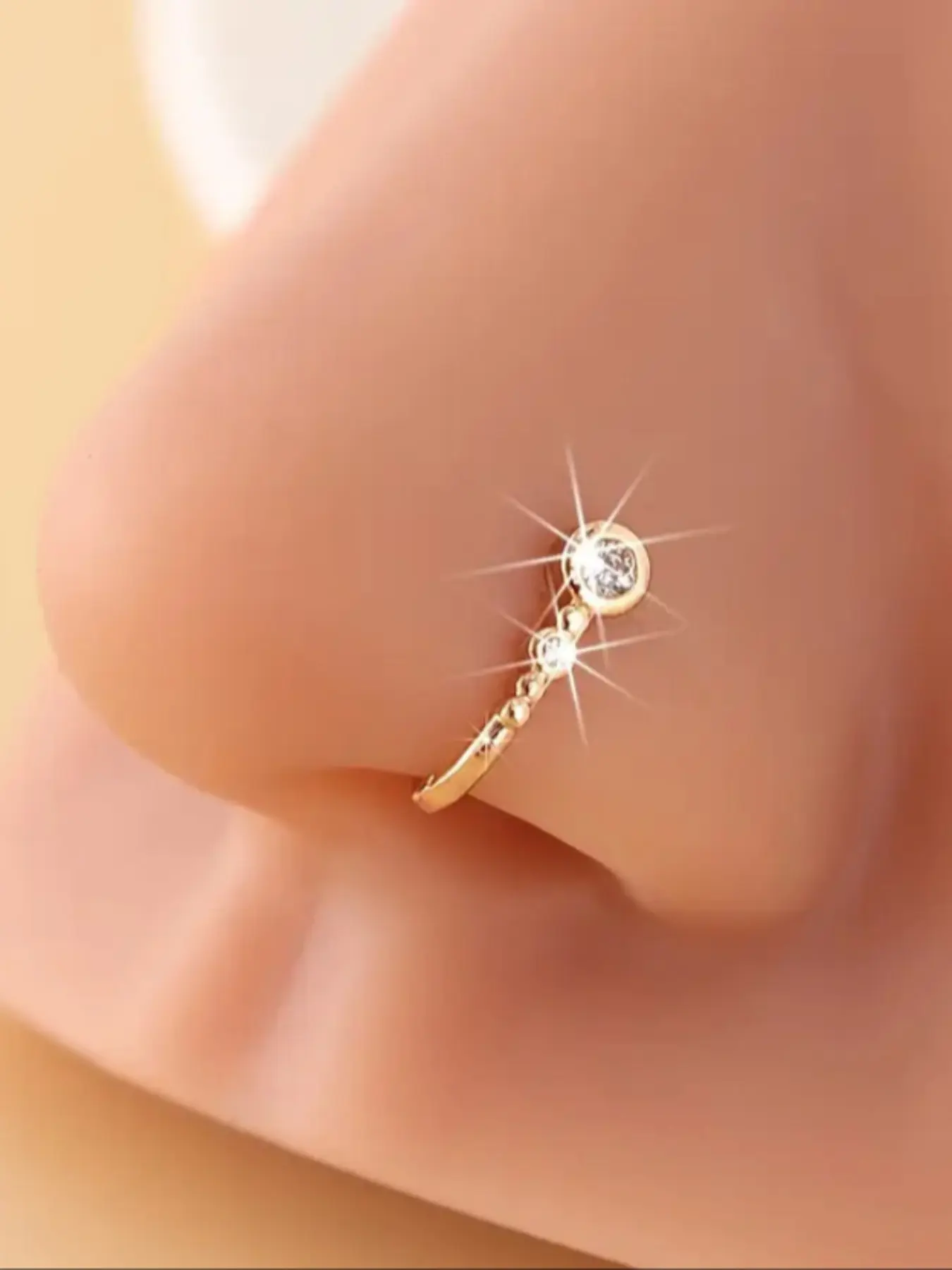 Elegant U-Shaped Nose Ring with Zircon, Casual Stainless Steel Earring for Women, All-Season Plain Design, Choking Hazard Warning, Elegant Nose Jewelry, Vintage Body Jewelry