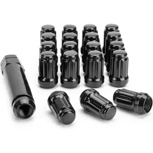 20PCS M12x1.25 Spline Lug Nuts, Black 6 Spline Aftermarket Lug Nuts for Infiniti G35 G37 Nissan 350Z 370Z Subaru Impreza Outback Forester Tuner Wheels One Socket Key,Closed End Bulge Acorn Lug Nut