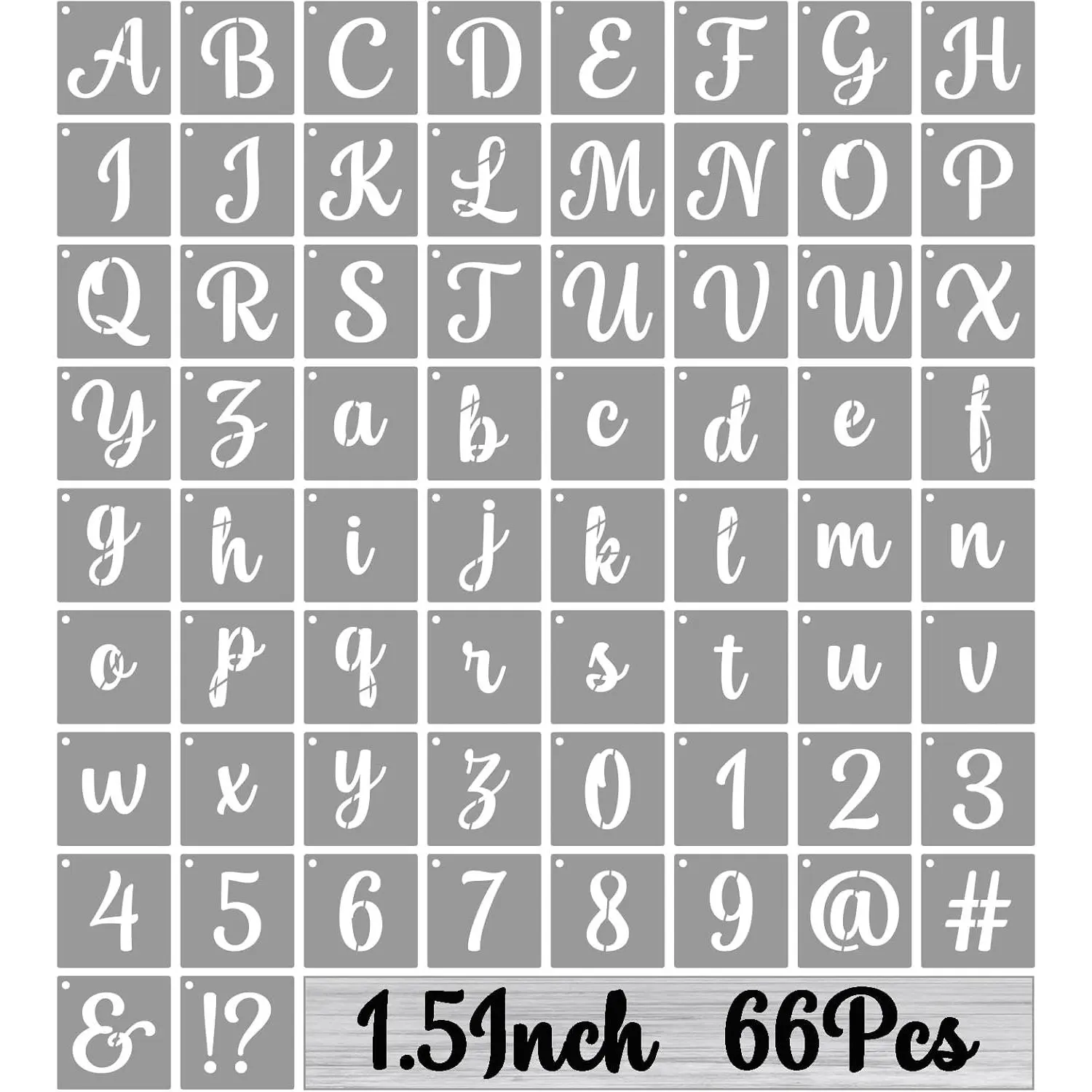 1.5 Inch Alphabet Letter Stencils for Painting, 66 count  Plastic Calligraphy Letter Stencils and Numbers Template Kit for Painting on , Chalkboard, Fabric, Door Porch, Wall Art