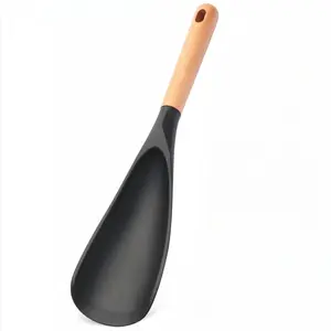 Measuring 11.22 inches in length, this cooking spoon is an ideal choice for both cooking and serving food. It features a durable, BPA-free matte silicone head paired with a wooden handle, making it effortless to scoop and scrape ingredients.