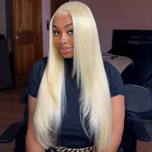 Arabella Hair 613# Barbie Blonde 13x4 Ear to Ear Lace Front Wig 100% Human Hair Silky Straight Can Be Dyed & Restyled Wigs for Spring Summer