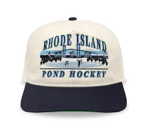Rhode Island Pond Hockey Snapback: Cream