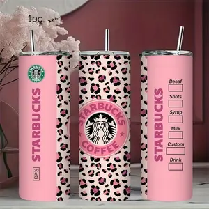 1pc 20oz Stainless Steel Insulated Mug, replica Starbucks logo design, straight-sided travel mug with transparent sliding lid and straw, suitable for outdoor and indoor workouts, a personalized birthday/holiday gift, Vacuum Insulated Tumblers