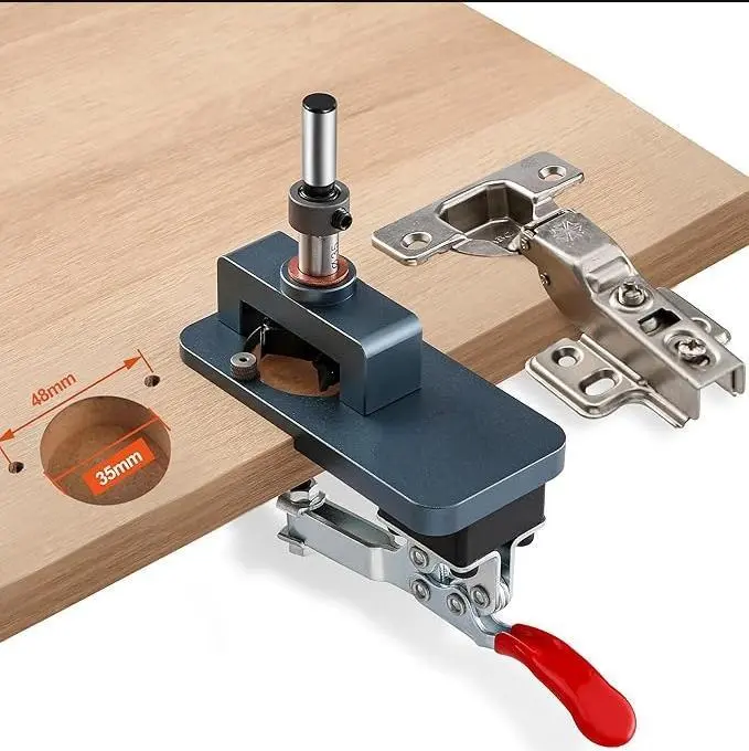 Hidden hinge fixture, with quick fixture and vacuum adapter, 35mm cabinet hinge hole, woodworking tools, furniture installation tools, 1.38-inch hidden hinge drilling fixture guide rail, hinge drilling guide rail