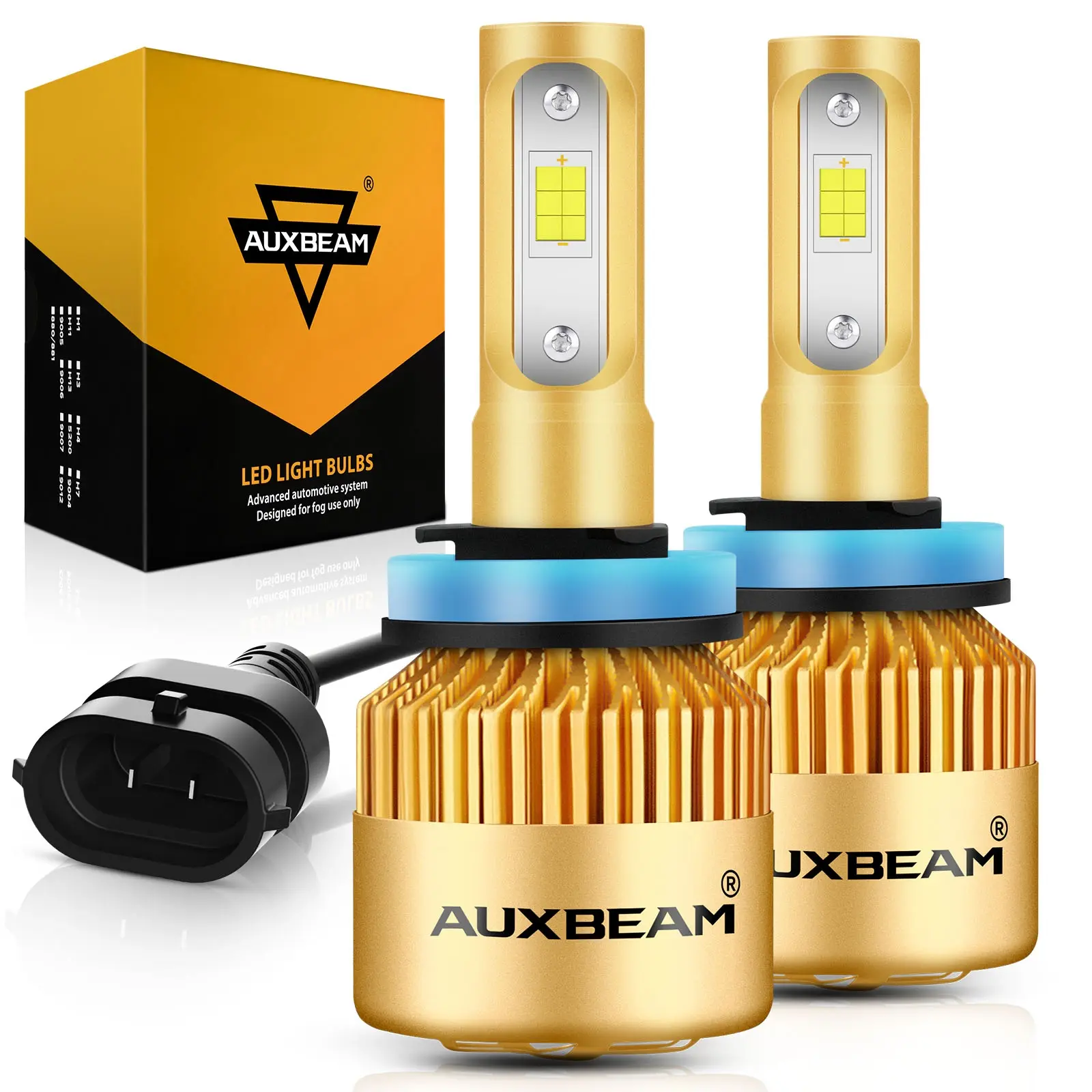 H11 LED Headlight Bulbs (2Pcs), 72W 10000LM 6500K Cool White Single Beam, 12Pcs CSP Chips, Aviation 6063 Aluminum, IP68 Waterproof, 50000H Fan Heat Dissipation, 9-12V 2.3A Car LED Lights
