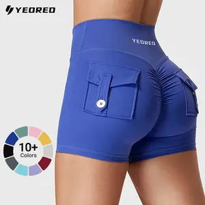 YEOREO CoreFlex Women High Waist Biker Shorts With Pockets Contoured Seam Sports Shorts