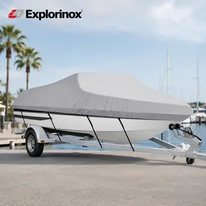 800D Oxford Cloth Boat Cover, Heavy Duty Pontoon Boat Cover, Waterproof UV Resistant Boat Cover, Snap-On Buckle Pontoon Cover