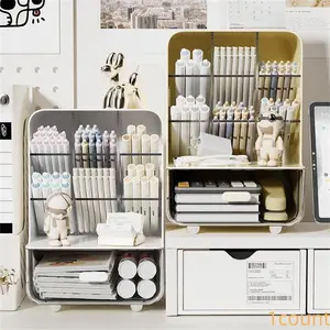 Desk Side Stationery Organizer, 1 Piece Large Capacity Multi-Compartment Desk Side Stationery Organizer, Suitable for Home Office School Desktop Storage Organizer, Office Desk Storage Organizer