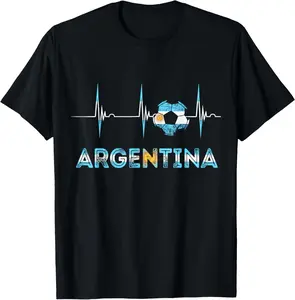 100%cotton Argentinian Pride Heartbeat EKG Pulse Sun Of May Argentina T-Shirt