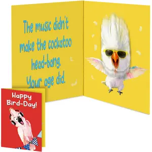 Birthday Card – Funny Musical Singing Head-Banging Parrot, Sound & Shaking Pop-Up Card for Men, Women, Kids, Friends & Family