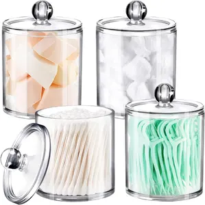 LMMAKE Premium Acrylic Storage Container Versatile Round Dispenser for Q-tips Makeup Sponges & Bathroom Essentials Shatter-Resistant Design with Easy Access Lid Ideal for Vanity Organization Travel Kit Prep & Spa-Like Bathrooms