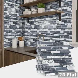 1/12 Pieces Brick Pattern Marble Backsplash Peel & Stick Wallpaper - Waterproof, Oil-Resistant For Kitchen, Bathroom, Living Room Decor Self Adhesive Wallpaper