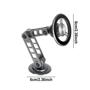 Magnetic Phone Mount for Car Dashboard, Universal 360° Rotatable Lightweight Aviation Alloy Magnetic Ring, Telescoping Adjustable Holder, Cellphone Mount with Magnets, Compatible with iPhone 15/14 Pro Max