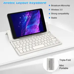Portable Wireless Keyboard, Arabic Layout, Foldable Rechargeable Battery, Bluetooth-compatible Compatible, Thin Design for Android iOS Windows, Travel Office Use, Tablet Keyboard