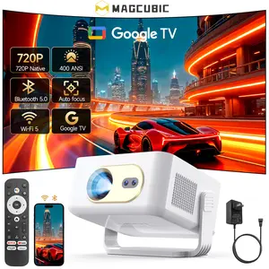 [Google TV stick Bundled] Magcubic Auto Focus HY300GT Projector with Officially Certificated Google TV 400ANSI Google Voice Assistant Built-in 5W Speaker WiFi5 BT5.0 Allwinner H137 Google Cast 0.8:1 Short Throw Ratio Portable Smart Home Cinema
