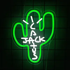 Cactus Jack Neon Sign -  Green Jack Cactus Neon Light Up Wall Art for Bedroom Festival Decoration Home Lights for Man Cave Club Pub Beer Bar Birthday Christmas Gift, Led Neon Lights