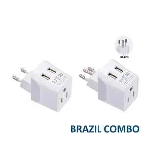 Brazil Travel Adapter Plug Combo - Type C, N | Dual USB - Brazilian Combo (CTU-9C-11C)