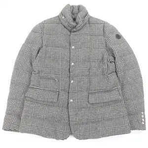 Pre-owned MONCLER Wool Small Leather Goods BESS GIACCA Prince of Wales Check Down Jacket