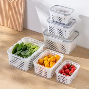 Three sets of reusable food storage containers for large, medium, and small sizes - BPA free, leak proof, large capacity, multi-purpose rectangular box cover, suitable for fruits, vegetables, storage solution for food cabinets Stackable Plastic Container