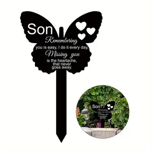 Butterfly Shaped Acrylic Grave Monument, Waterproof Durable Outdoor Pile Marker for Yard, Cemetery, Easy Installation Memorial Sign