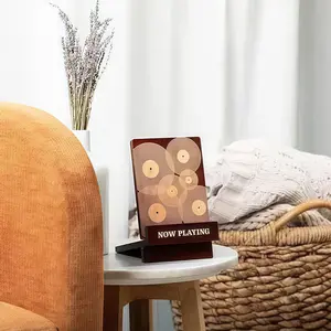 Wooden Vinyl Record Stand, Removable Solid Wood Multi-Functional CD Storage Rack, Tilted Design for Vinyl Records and Cds