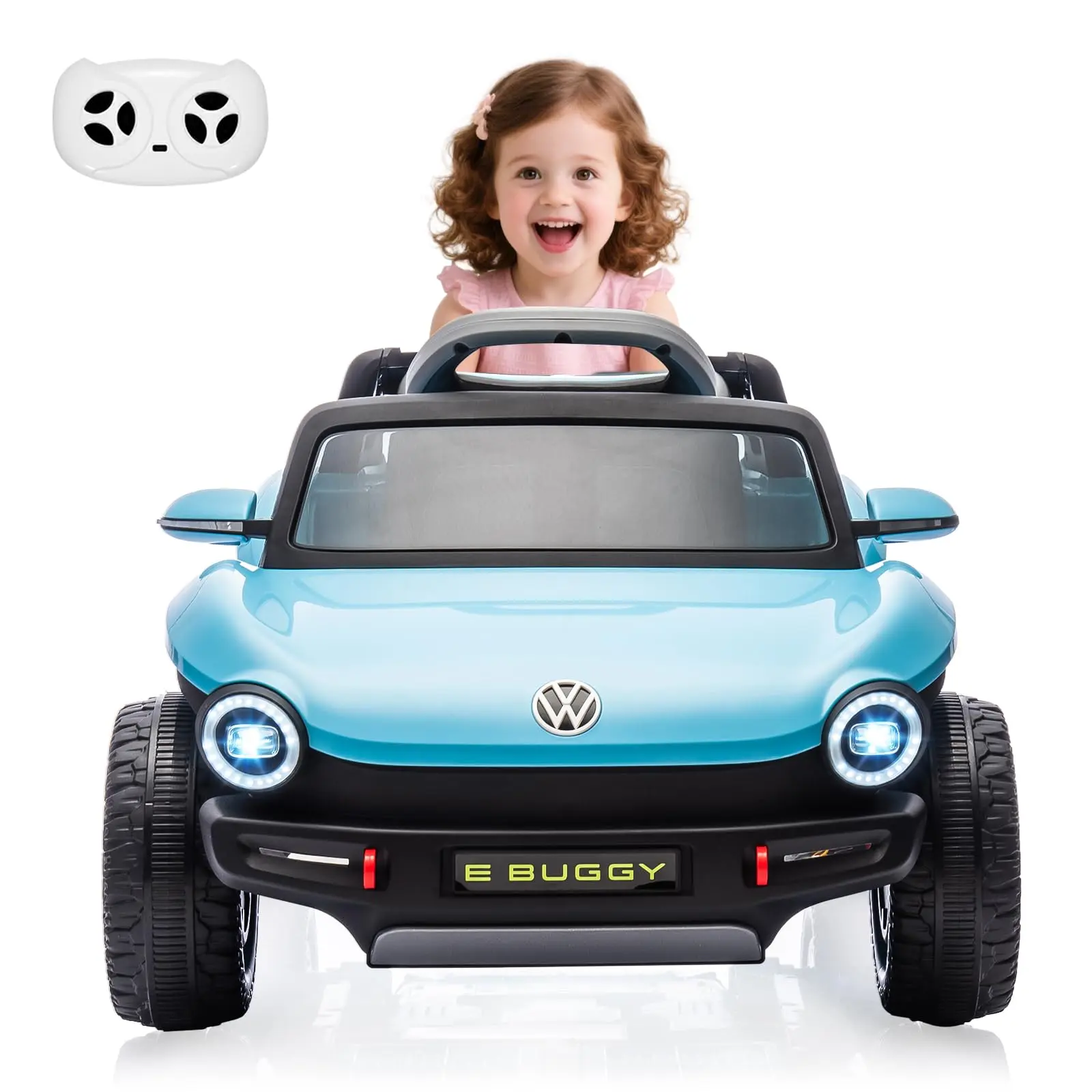 GARVEE Licensed Volkswagen Electric Toy Car for Toddlers with Parental Remote Control, Lights, USB, Horn, Music, 4 Wheeler Ride-On Vehicle in Blue, Perfect Gift for Boys and Girls