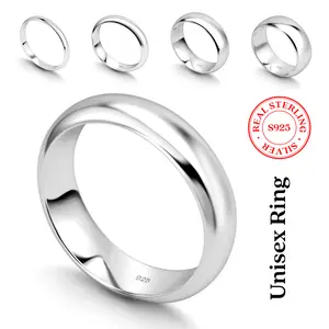 Kezef Sterling Silver 925 High Polish Wedding Band Ring Men Women | 2-8 mm Simple plain Comfort Fit Rhodium Plated Solid Ring | Fashion Jewelry Gifts