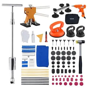 fathersdaygift  VEVOR Dent Puller Kit, 100 PCS Paintless Dent Removal Kit with Golden Lifter, Bridge Puller, Slide Hammer T - Bar, Glue Gun, Auto Body Hail Damage Remover Tools for Car Refrigerator Door Ding RepairVEVOR Super Brand Day