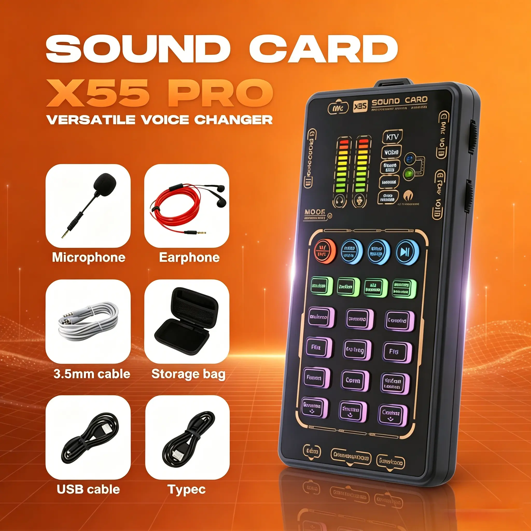 MAOMAO X55 Pro Compact Handheld Sound Card Kit - Lightweight, Easy to Transport, Professional Chipset Audio Interface for Reliable Audio, On-the-Go Recording, Travel, Compatible with Phones & Computers, Ideal for Podcasters, Audio Recording