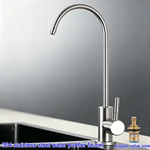 Kitchen Drinking Water Faucet, Lead-Free Reverse Osmosis Faucet, Brushed Nickel Sus304 Stainless Steel, Copper Valve Core, Long Thread Ro Faucet, Stainless Steel Tap