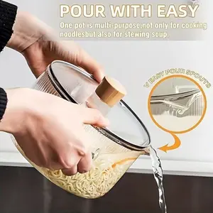 Multifunctional Glass Cooking Pot with Spout, Stew Pot, Microwave Safe Soup/noodle, Dishwasher Safe Kitchen Tool for Stove, Oven, Induction