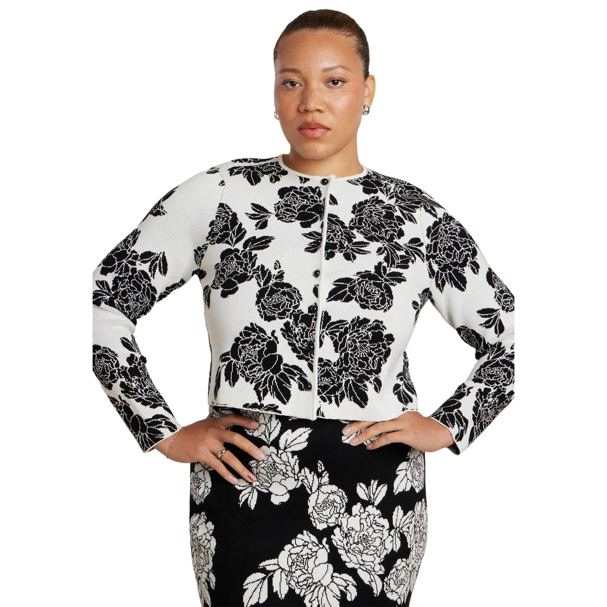 ELOQUII Women's Plus Size Intarsia Cardigan