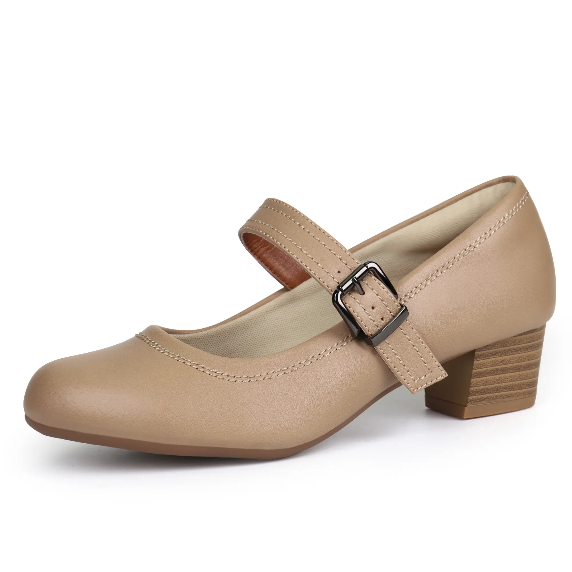 Ortho+rest Women's Mary Jane Pumps, Comfortable Low Chunky Heels with a Round Toe, Lightweight Bunion-Friendly Shoes for Work and Casual Wear, Footwear, Elegant, Comfortable Heels, Synthetic, Women's Shoes, Stylish, Flexible, Water Resistant, Heels For Wo