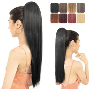 Ponytail Extension, 24" Long Straight Claw Clip Ponytail Extension clip on ponytails hair clip Hair claw clip  Ponytail Hairpieces for Women - Black