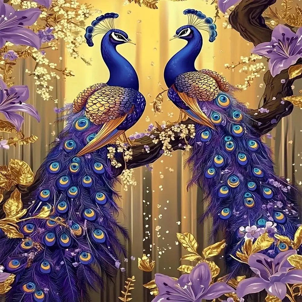 2-Piece Classic Peacock Pattern Curtains, Home Decorative Curtain, Home Decoration Curtain, Insulated Design Ideal for Bedroom Living Room Kitchen, No Rod Installation Required
