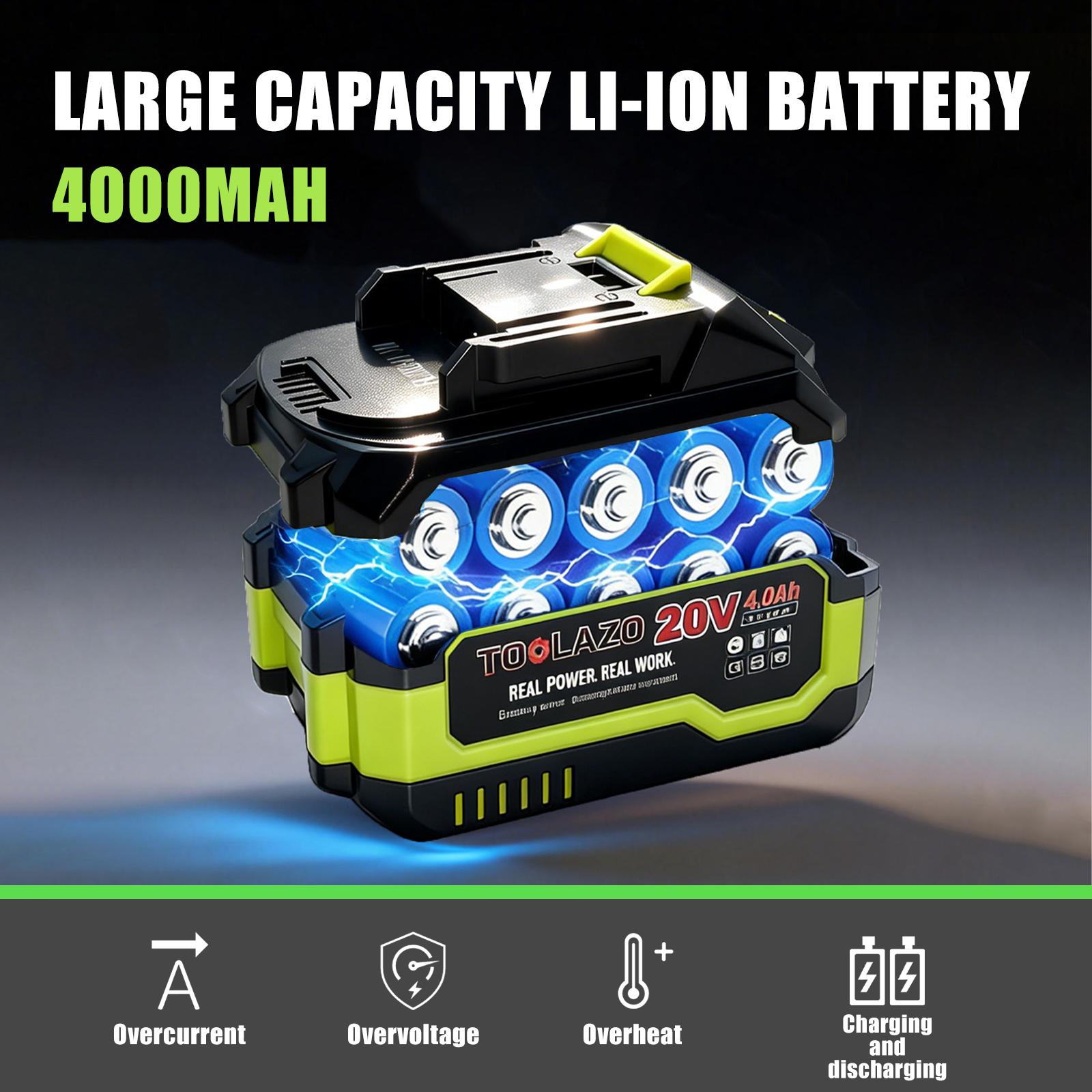 TOOLAZO 20V 2-in-1 Cordless Blower & Vacuum | Complete Kit with 4.0Ah Battery + Fast Charger Included | Turbo Power That Blasts Away Leaves, Snow & Dust Instantly | Works Indoors or Out with No Cord to Hold You Back