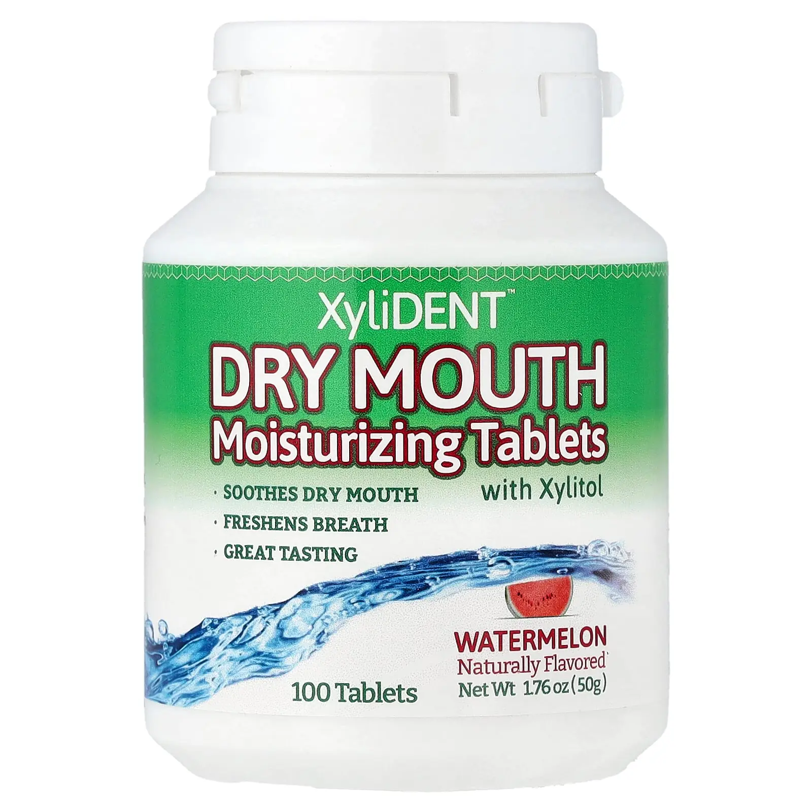 XyliDENT Dry Mouth Moisturizing Tablets with Xylitol, Watermelon, 100 Tablets