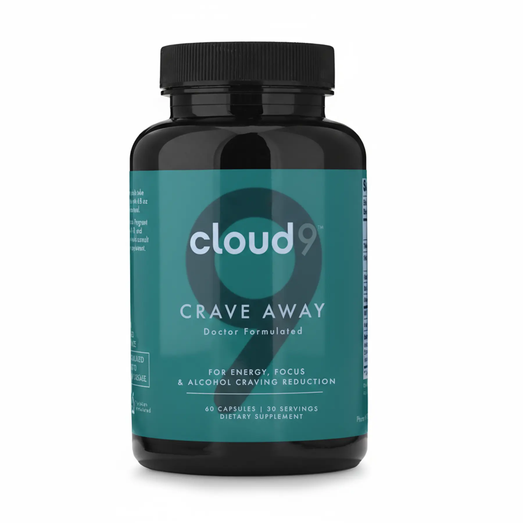 CLOUD9 Crave Away Alcohol Craving Reduction Vitamin Dietary Supplement ,Energy Boost, Focus Support, Mental Clarity, Dreamy Sleep , Kudzu Root Extract, B1, L-Tyrosine - 30 Servings Capsules