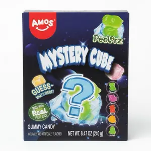 Amos Mystery Cube Candy - Guess What's Inside? Gummy Candy Made with Real Fruit Juice 8.47 oz