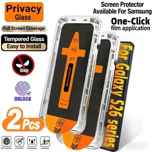 2pcs Privacy Tempered Galss Screen Protector Compatible With Samsung Galaxy S26 Ultra/S25 Ultra/S24 Ultra/S26/S25/S24/S23/S22/S21/Plus/S20 FE/S23+/S22+/S21+, 9H+ Tempered Galss, Fingerprint Unlocking, Anti -Scratch, Full Coverage, Accessories