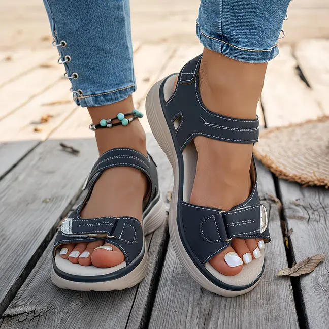 Platform sandals women，womens Sporty Style Flat Sandals Open Toe Walking Comfy Casual Low Wedge Summer Shoes Springfresh